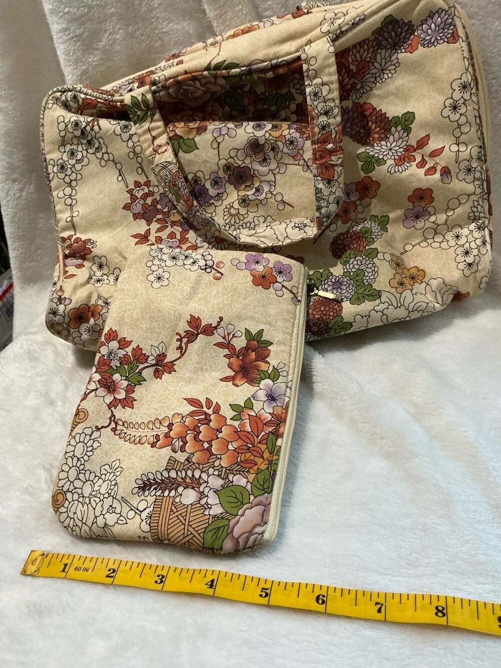 Once Upon A Rose Floral Tote Bag With Pouch